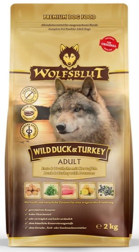 Sucha karma dla psa   Wolfsblut Dog Wild Duck & Turkey - kaczka, indyk i bataty 2kg