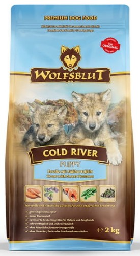 Sucha karma dla psa Wolfsblut Dog Cold River Puppy - pstrąg i bataty 2kg - opakowanie