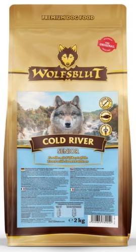 Sucha karma dla psa Wolfsblut Dog Cold River Senior - pstrąg i bataty 2kg - opakowanie