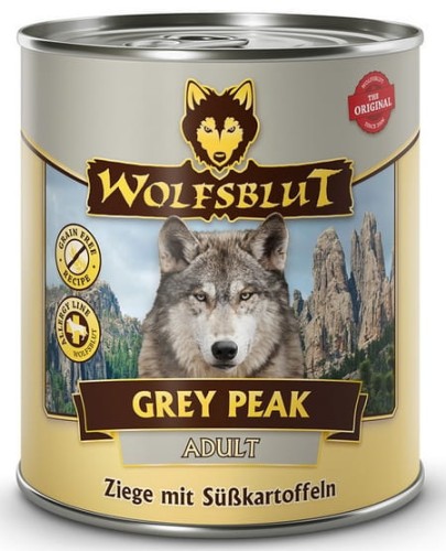 Mokra karma dla psa Wolfsblut Dog Grey Peak - koza i bataty zestaw 6 puszek 800g
