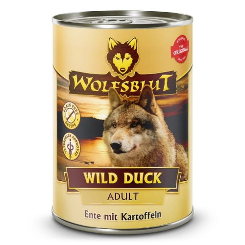 Mokra karma dla psa Wolfsblut Dog Wild Duck - kaczka i ziemniaki zestaw 6 puszek 395g