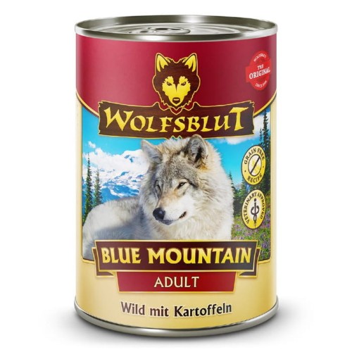 Mokra karma dla psa Wolfsblut Dog Blue Mountain dziczyzna i ziemniaki zestaw 6 puszek 395g