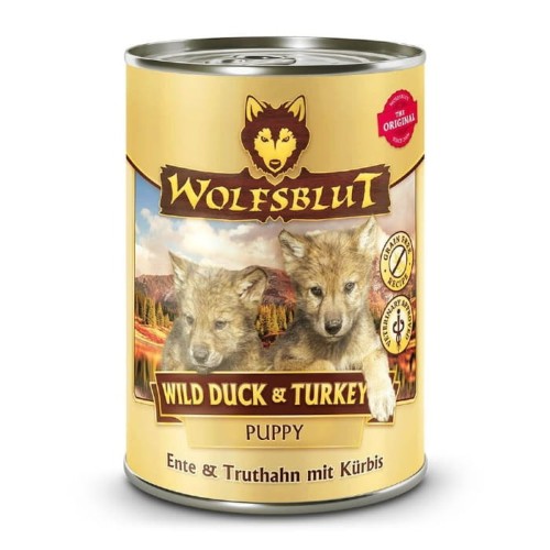 Mokra karma dla szczeniaka Wolfsblut Dog Wild Duck Puppy - kaczka i bataty zestaw 6 puszek 395g