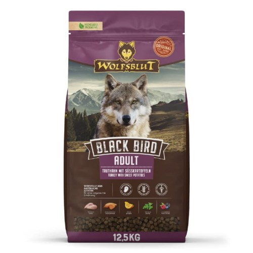 Sucha karma dla psa Wolfsblut Dog Black Bird Adult - indyk i bataty 12,5 kg