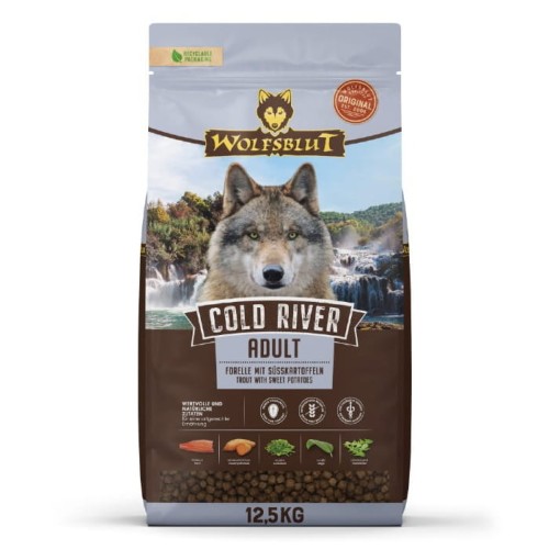 Sucha karma dla psa Wolfsblut Dog Cold River - pstrąg i bataty 12,5kg - granulat