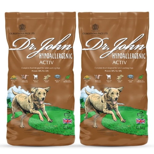 Hipoalergiczna sucha karma dla psa z kurczakiem Dr John Hypoallergenic Activ DUO-PACK 25 kg