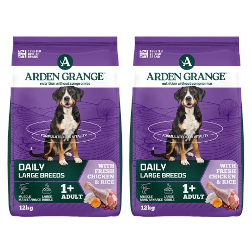Hipoalergiczna sucha karma z kurczakiem dla dużych psów Arden Grange Adult Large Breed DUO-PACK 24 kg