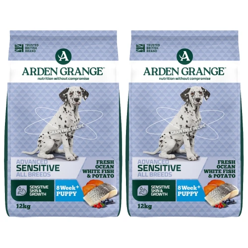 Hipoalergiczna sucha karma  dla szczeniaka Arden Grange Grain Free Puppy Junior Sensitive DUO-PACK 24 kg