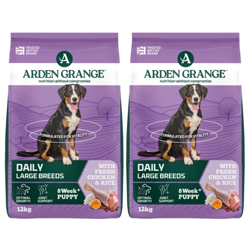 Hipoalergiczna sucha karma Arden Grange Puppy Junior Large Breed DUO-PACK 24 kg